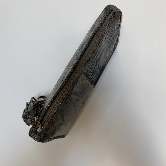 LIKE NEW Vintage Morris Moskowitz Genuine Brown Green Reptile Snakeskin handbag - Picture 7 of 10